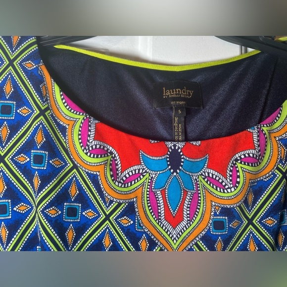 Laundry By Shelli Segal Woman’s Print Dress Size Small Blue Lime Pink 3/4 Sleeve - Picture 5 of 9